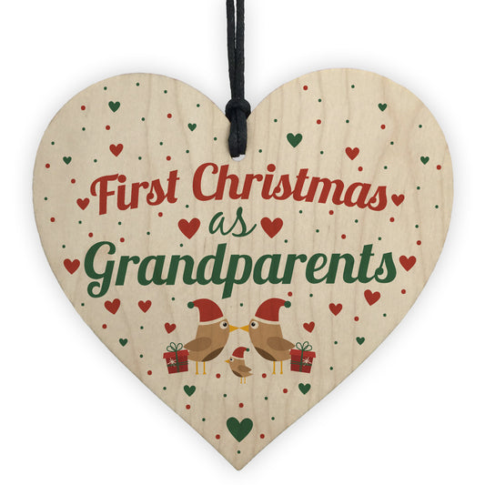 First 1st Christmas As Grandparents Tree Decoration Bauble Wood