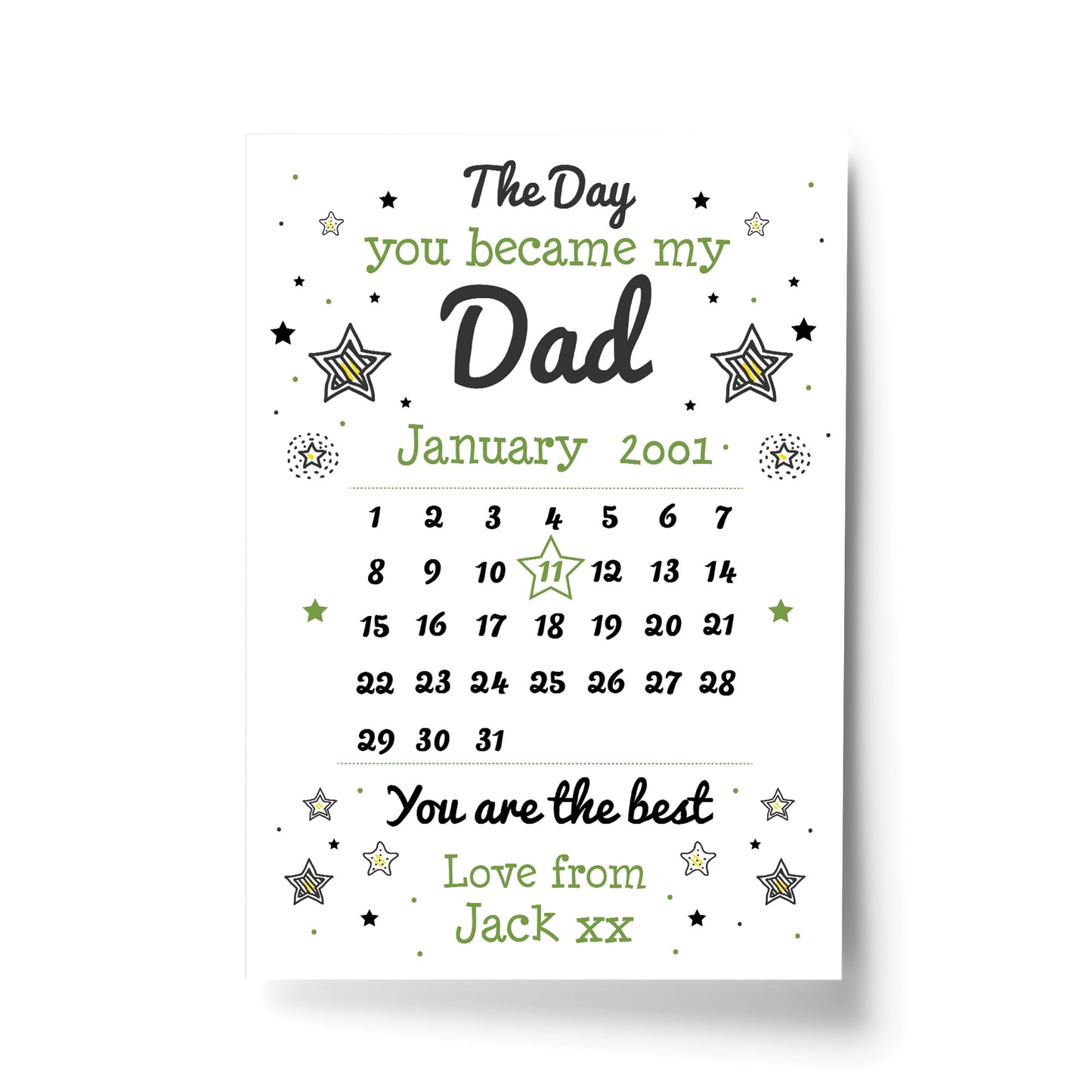 Personalised Fathers Day Gifts For Daddy Grandad Print Calendar