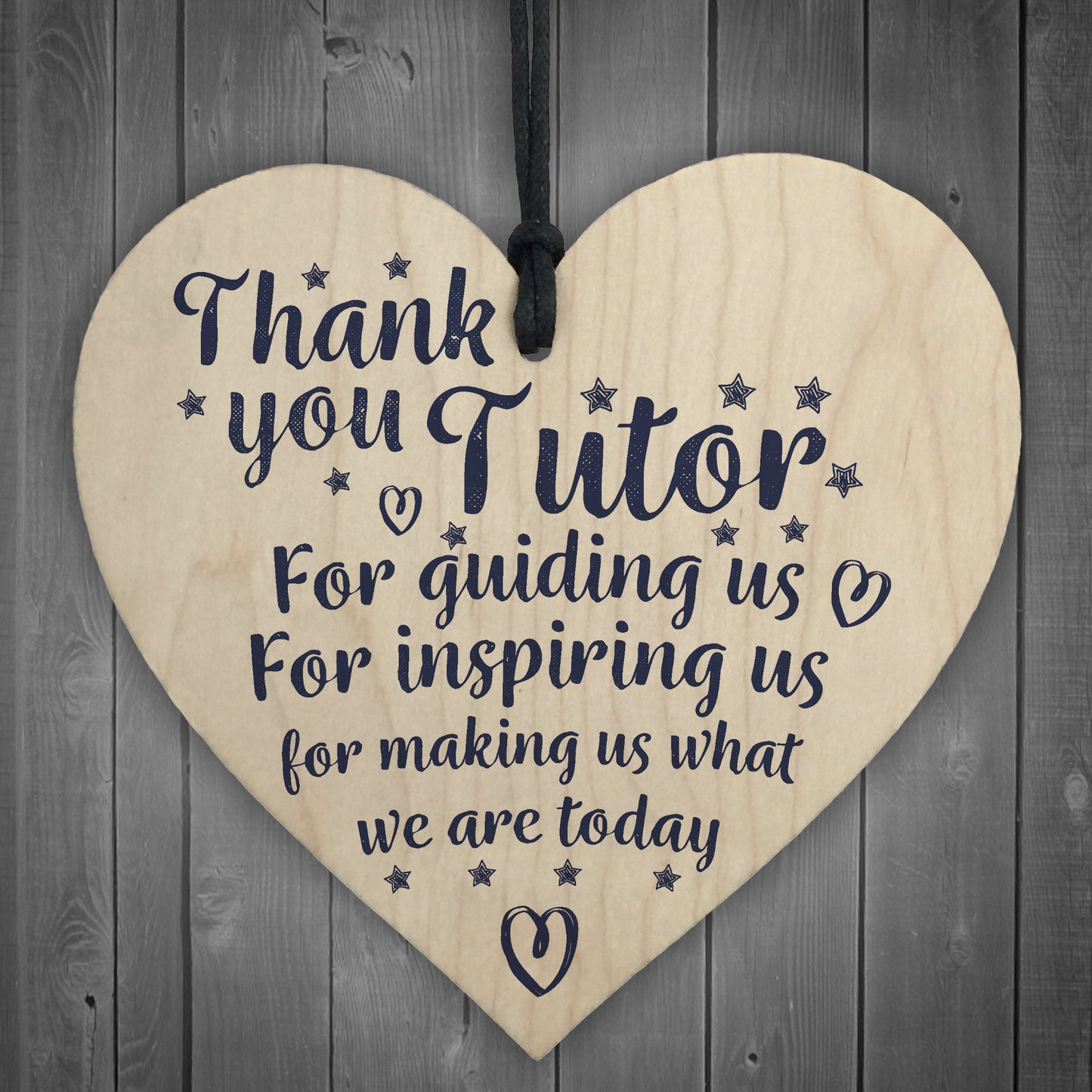 Thank You Tutor Teacher Mentor Wooden Heart Leaving Gift Plaque