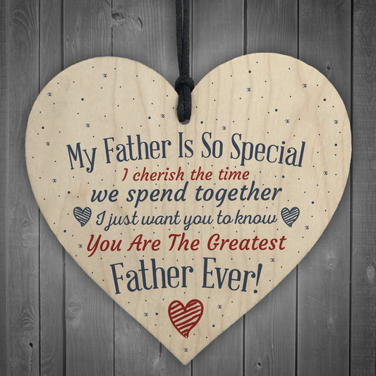 Special Father Wooden Heart FATHERS DAY Gift For Him Thank You