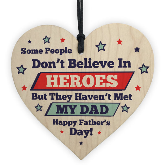 Fathers Day Gifts For Dad Wood Heart Superhero Gift Thank You