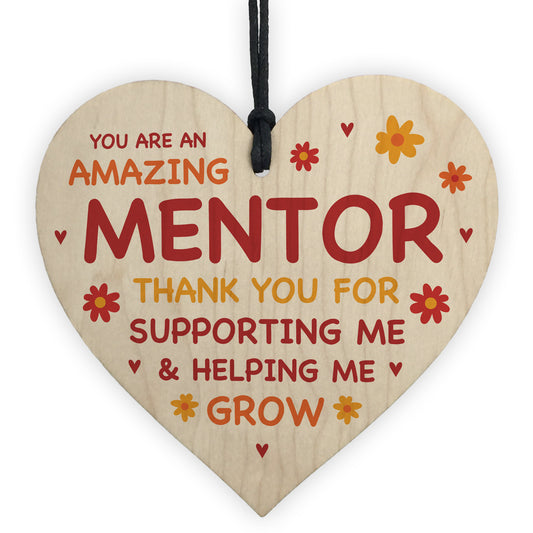 MENTOR Gift Hanging Wood Heart Thank You Teacher Mentor Gift