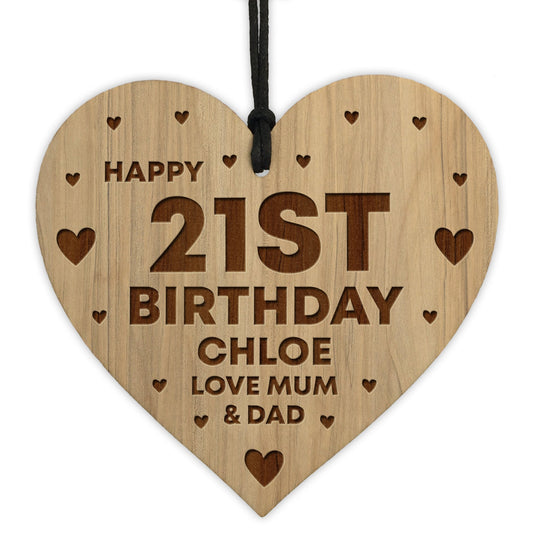 21st Birthday Gift For Daughter Wood Heart Personalised Friend