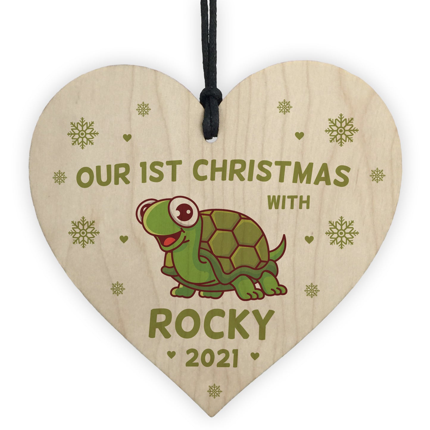 1st Christmas With Tortoise Heart Personalised Christmas Bauble