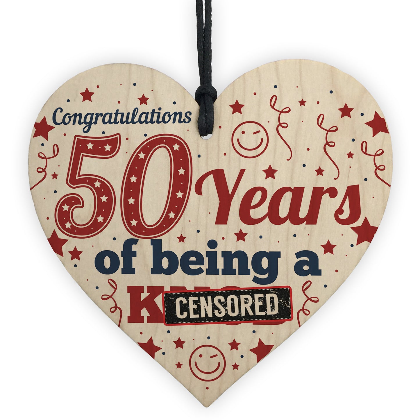 50th Birthday Gift For Friend Dad Funny Novelty Wooden Heart