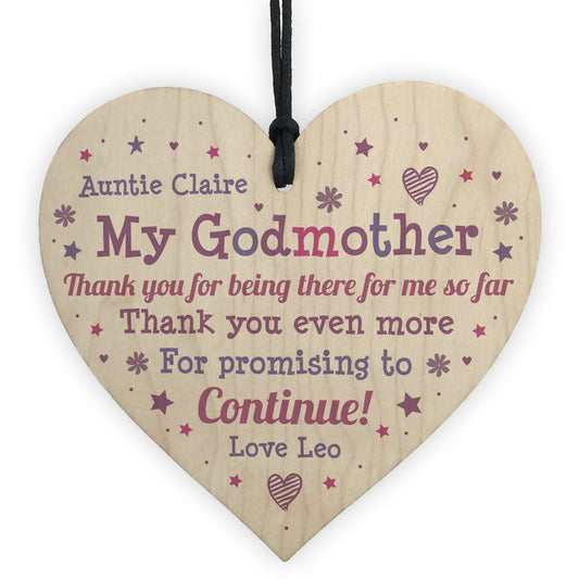 Personalised Godmother Gift Wood Heart Godparent Gift Thank You