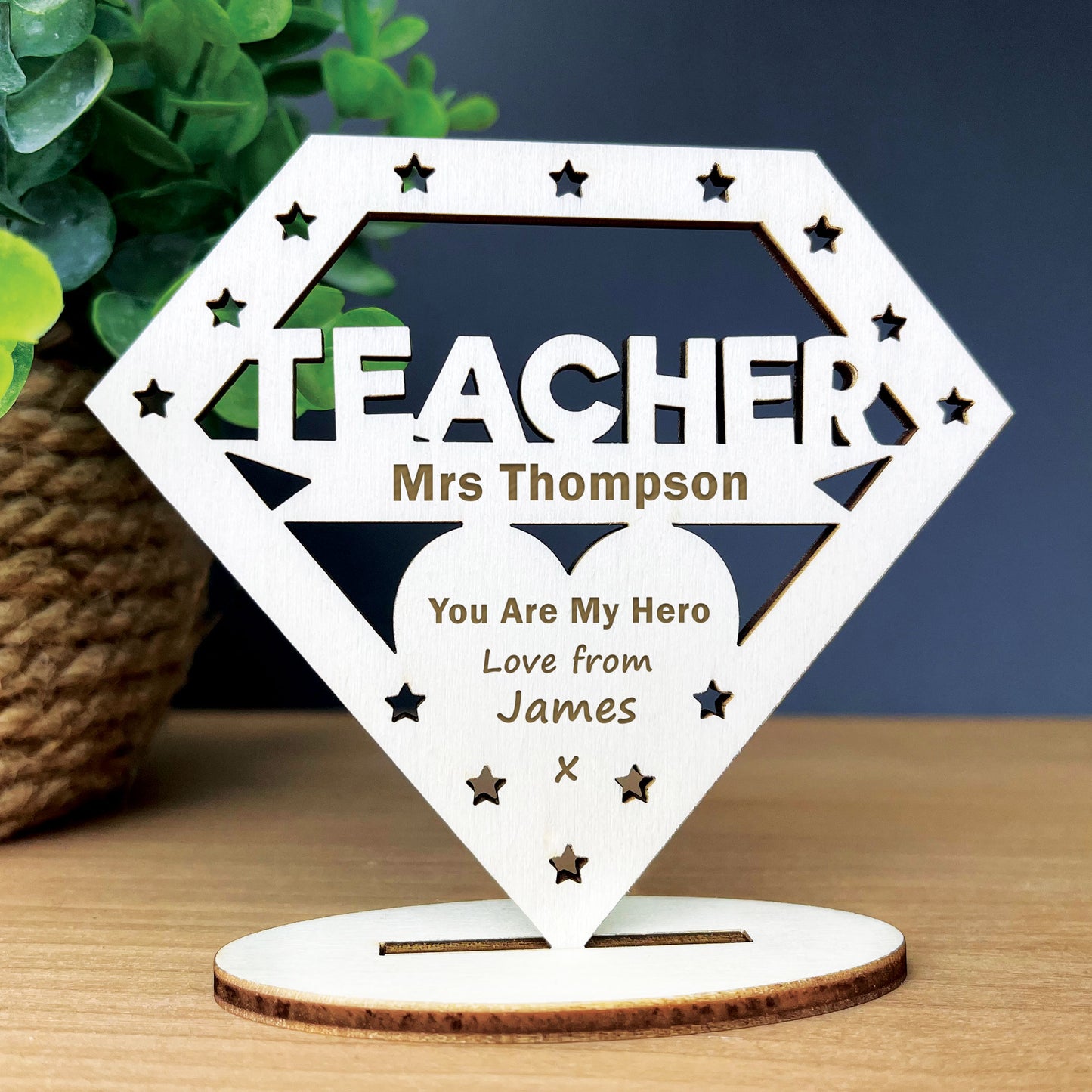 Personalised Teacher Thank You Gift Plaque Engraved Leaving Gift