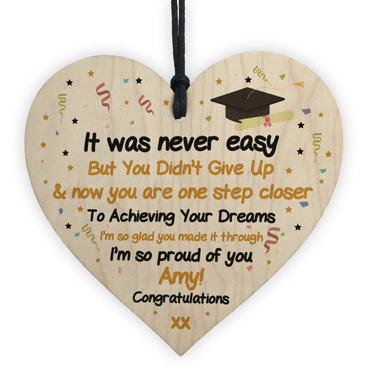 Graduation Gifts PERSONALISED Congratulations Wood Heart