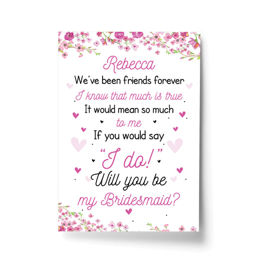 Personalised Will You Be My Bridesmaid Request Wedding Print