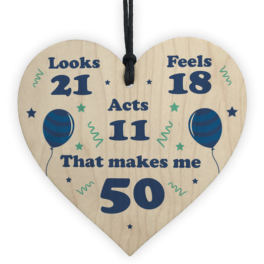 Novelty Gift For 50th Birthday Funny Wooden Heart Gift For Him