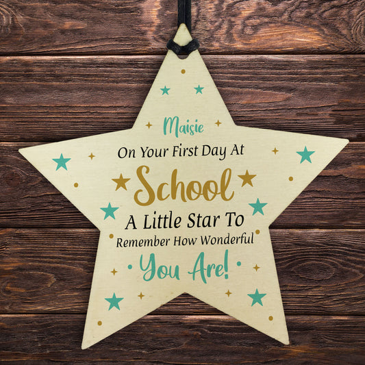 1st Day At School Gift Personalised Wooden Star Daughter Son