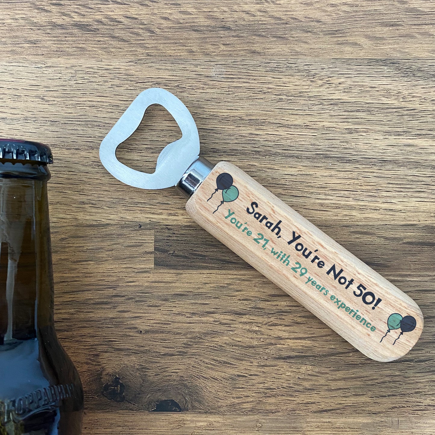 Novelty 50th Birthday Gift For Him Her Friend Wood Bottle Opener