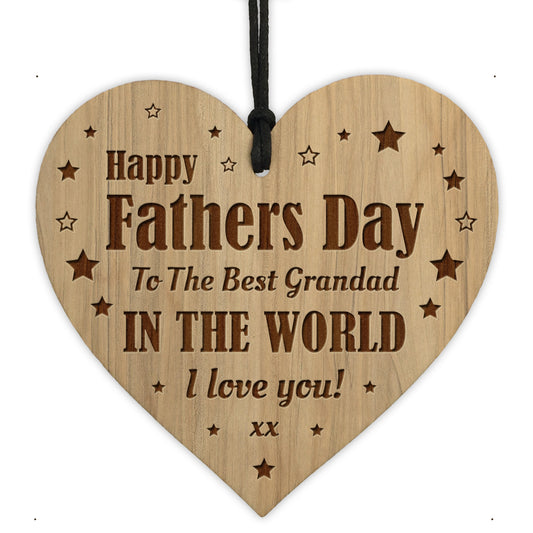 Happy Fathers Day Gift For Grandad Engraved Heart Sign Gift