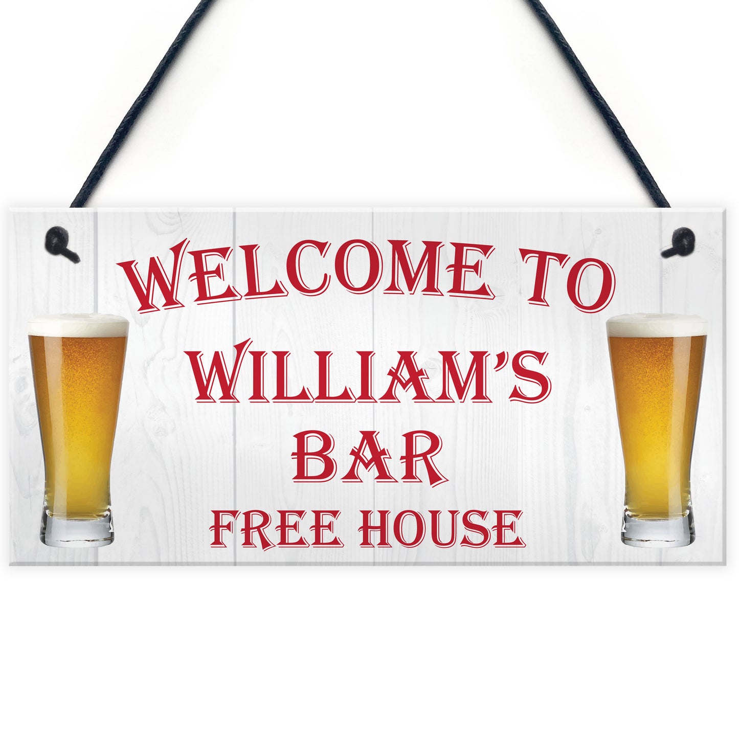 Personalised Pub Bar Hanging Plaque