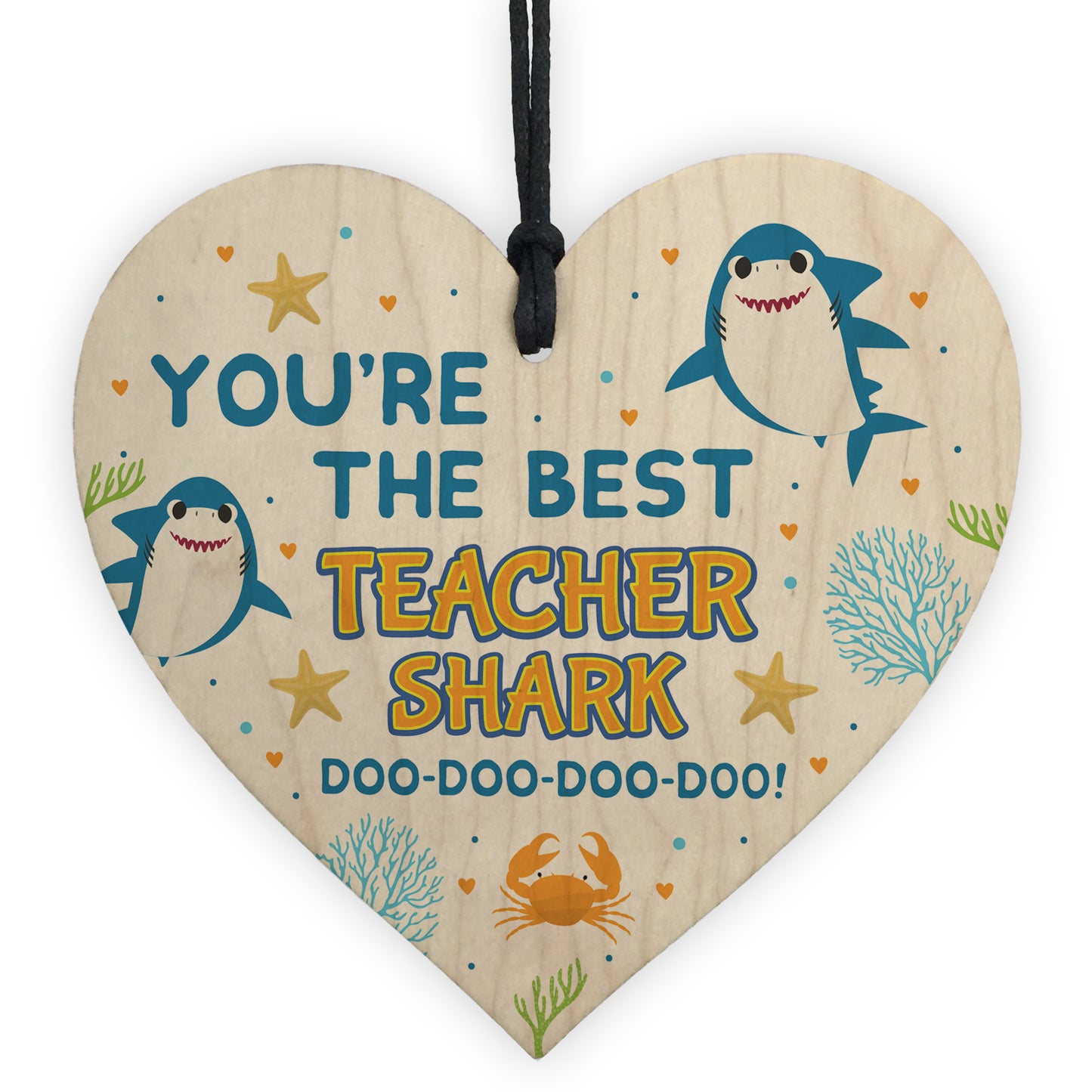 Cute Teacher Gift Wooden Heart Baby Best Teacher Gift Shark