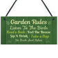 Garden Decor GARDEN RULES Hanging Decor Sign For Shed