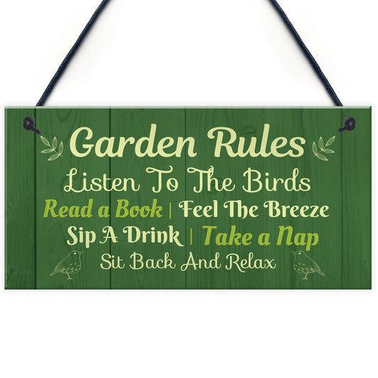 Garden Decor GARDEN RULES Hanging Decor Sign For Shed