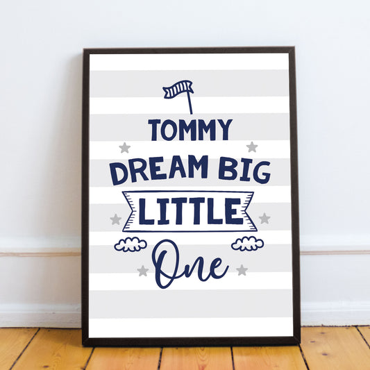 PERSONALISED Dream Big Nursery Art Prints Pictures For Baby Boys