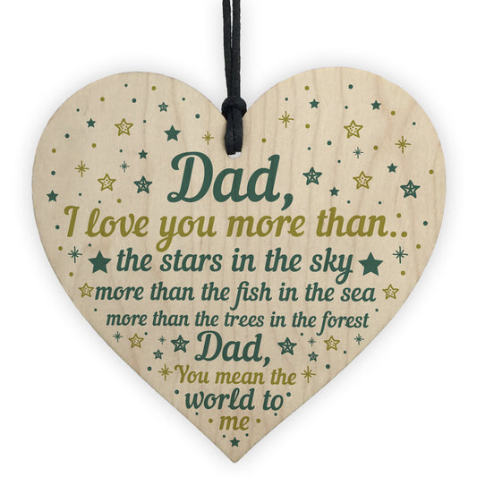Dad I Love You Wooden Heart Fathers Day Gift Dad Birthday Gift