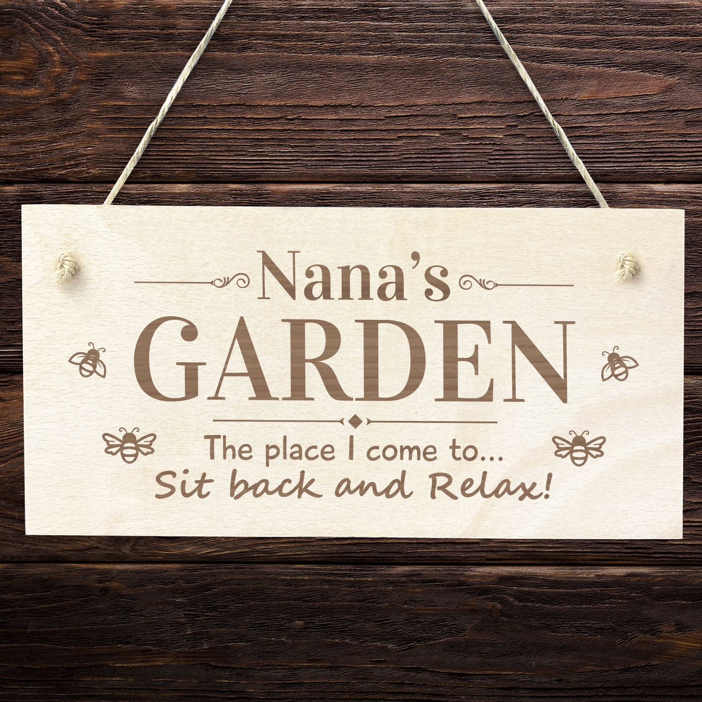 Nanas Garden Sign Hanging Engraved Plaque Garden Signs