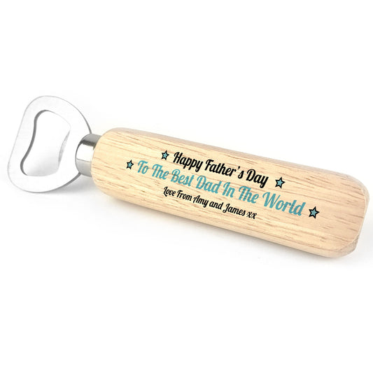 Wooden Bottle Opener Personalised Fathers Day Gifts For Dad