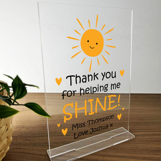 Personalised Teacher Gifts Thank You Helping Me Shine Leaving