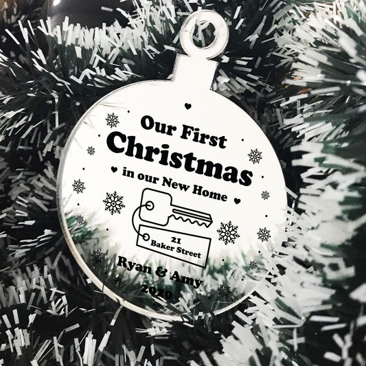 New Home Gift Personalised 1st Christmas Bauble Engraved Gift