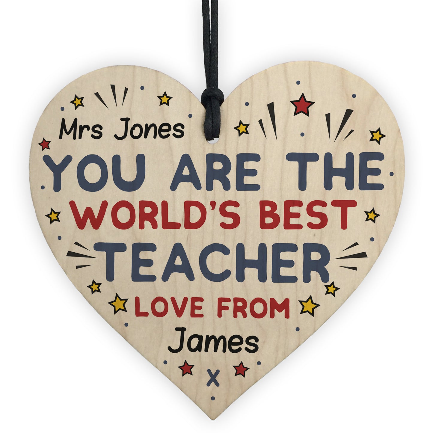 Personalised Best Teacher Gifts Wood Heart Thank you Pre Schoo