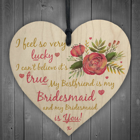 Wedding Bestfriend Bridesmaid Wooden Hanging Heart Wedding GIFT