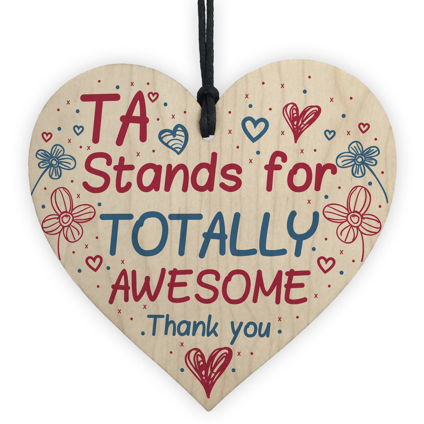 TA Teaching Assistant Thank You Gift Wooden Heart Plaque Teacher