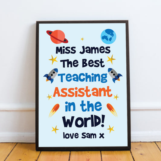 Personalised Best Teaching Assistant Gift Framed Print Space