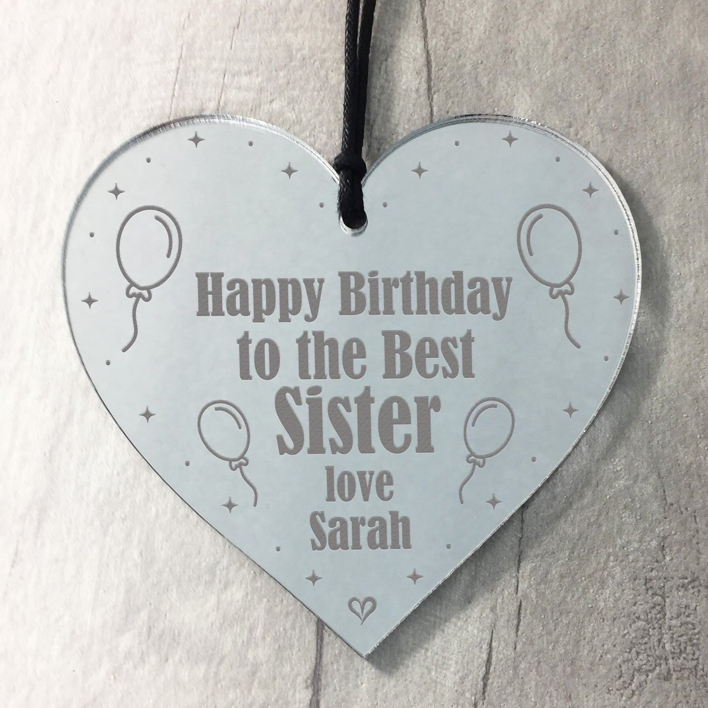 Best Sister Birthday Gift Personalised Engraved Heart Gift