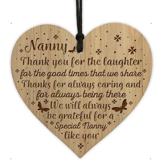 Nanny Thank You Gifts Engraved Wooden Heart Birthday Christmas