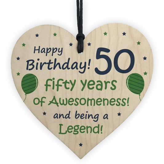 50th Birthday Gifts For Men Women Wood Heart Funny 50th Birthday