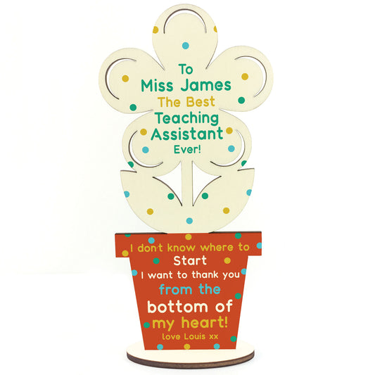 Teacher Gifts Personalised Flower BEST TEACHING ASSISTANT