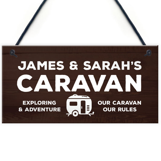 Personalised Caravan Sign Hanging Door Wall Plaque Campervan