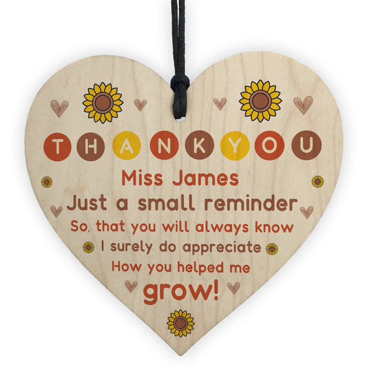 Thank You Teacher Gift Personalised Heart Teaching Assistant