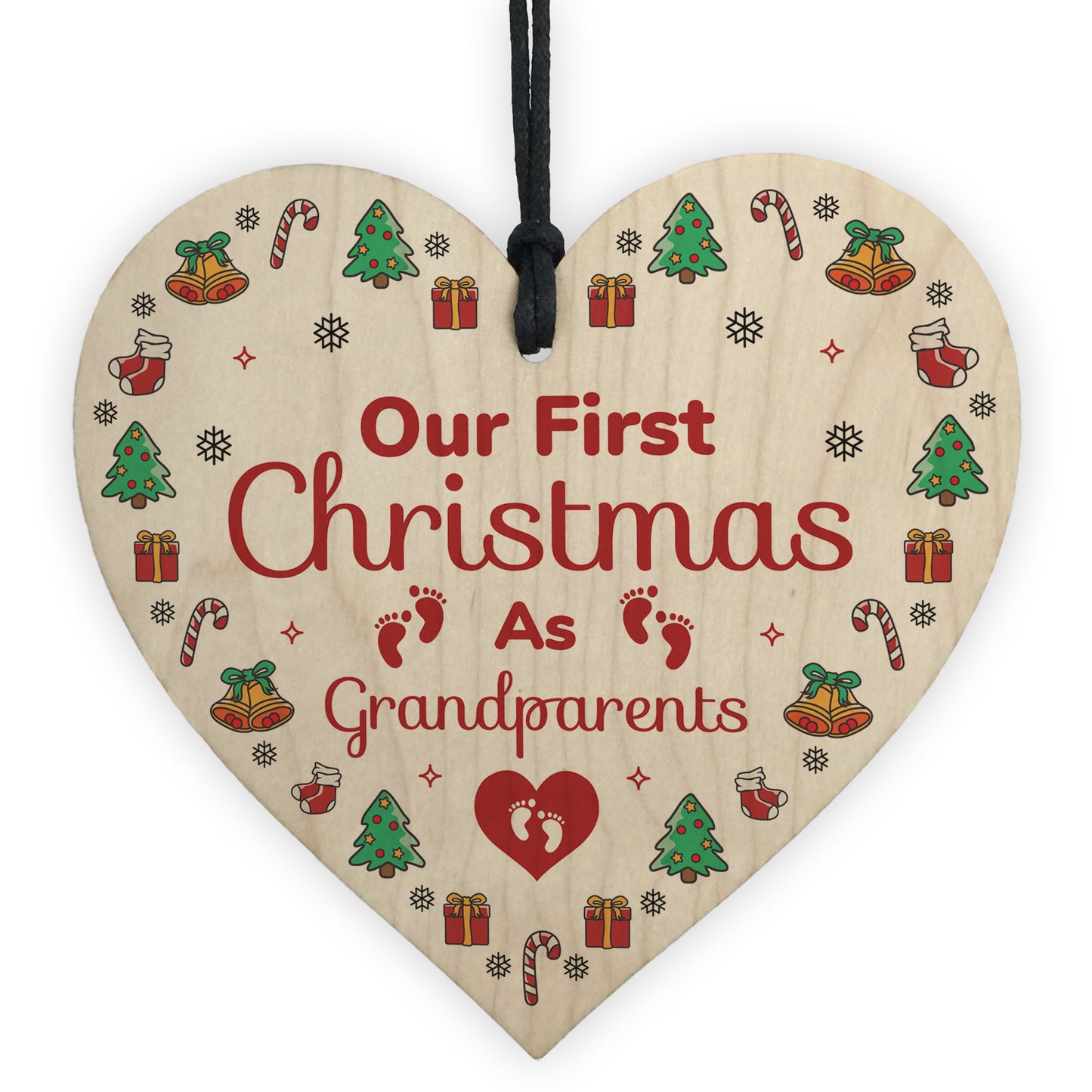 1st Christmas As Grandparents Bauble Wooden Heart Tree Decor