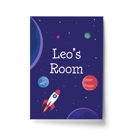 Personalised Bedroom Sign Space Theme Print Wall Art Son Gift