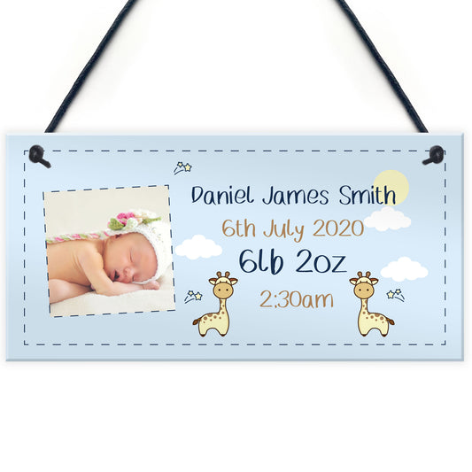 PERSONALISED Newborn Baby Boy Gift Hanging Nursery Sign