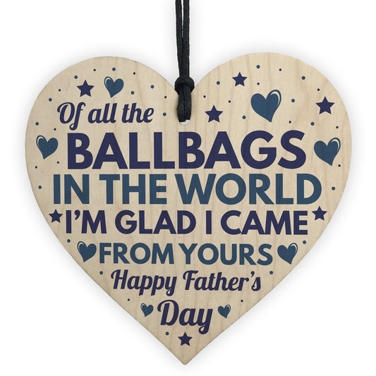 Funny Rude Fathers Day Gifts Novelty Wooden Heart Gift For Dad