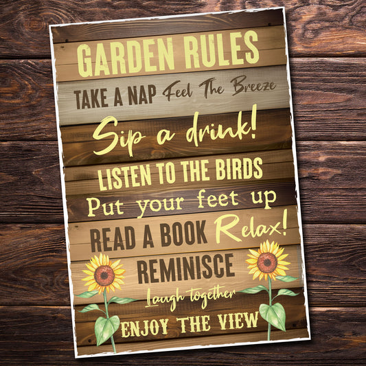 Garden Rules Sign Hanging Garden Sign For Outdoor Summerhouse