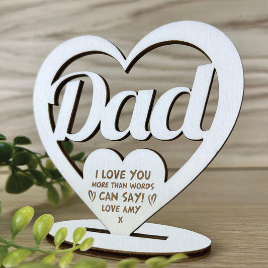 Fathers Day Gift, Gift For Dad, Personalised Dad Wood Heart