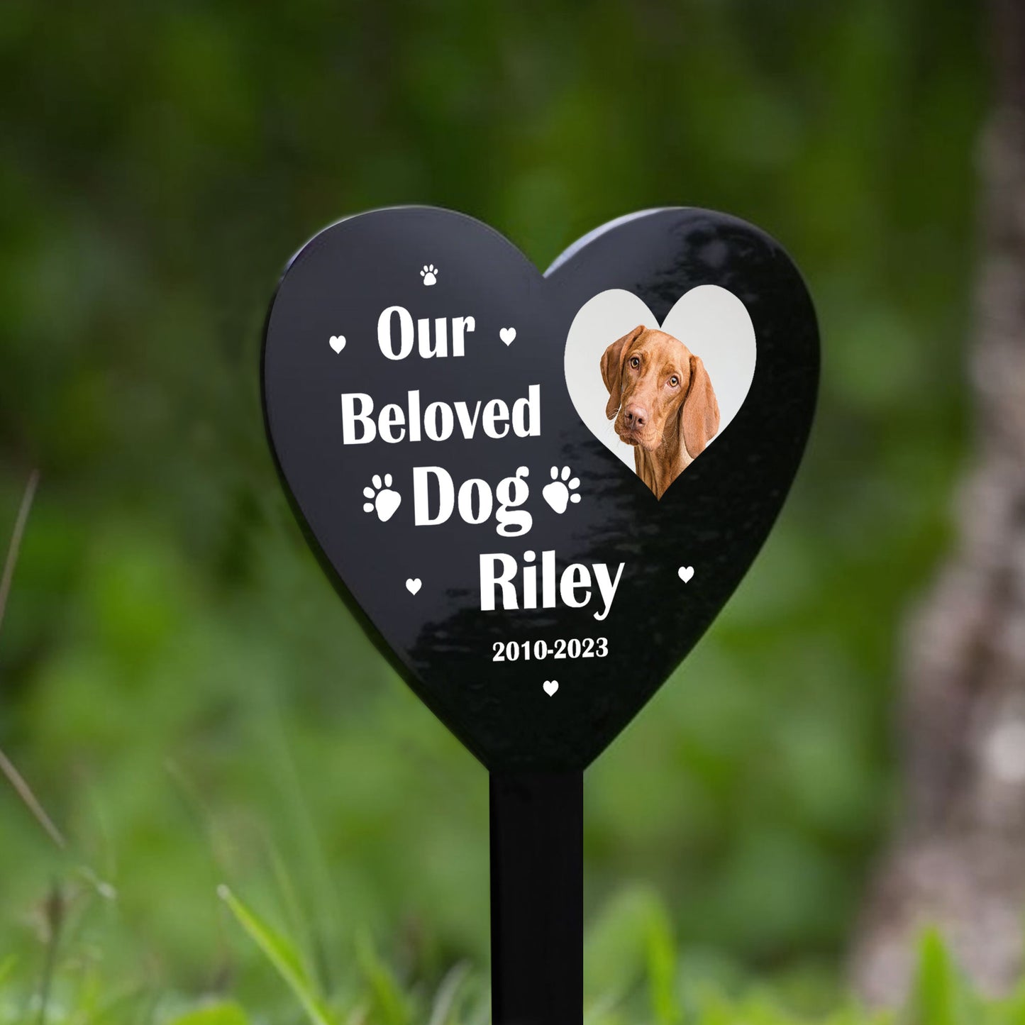 Personalised Memorial Heart Grave Marker Plaque For Pet Cat Dog