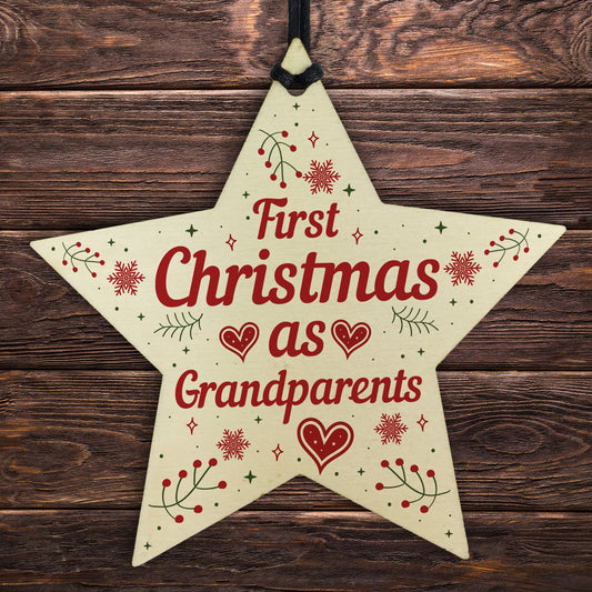 First 1st Christmas As Grandparents Tree Decoration Bauble Star