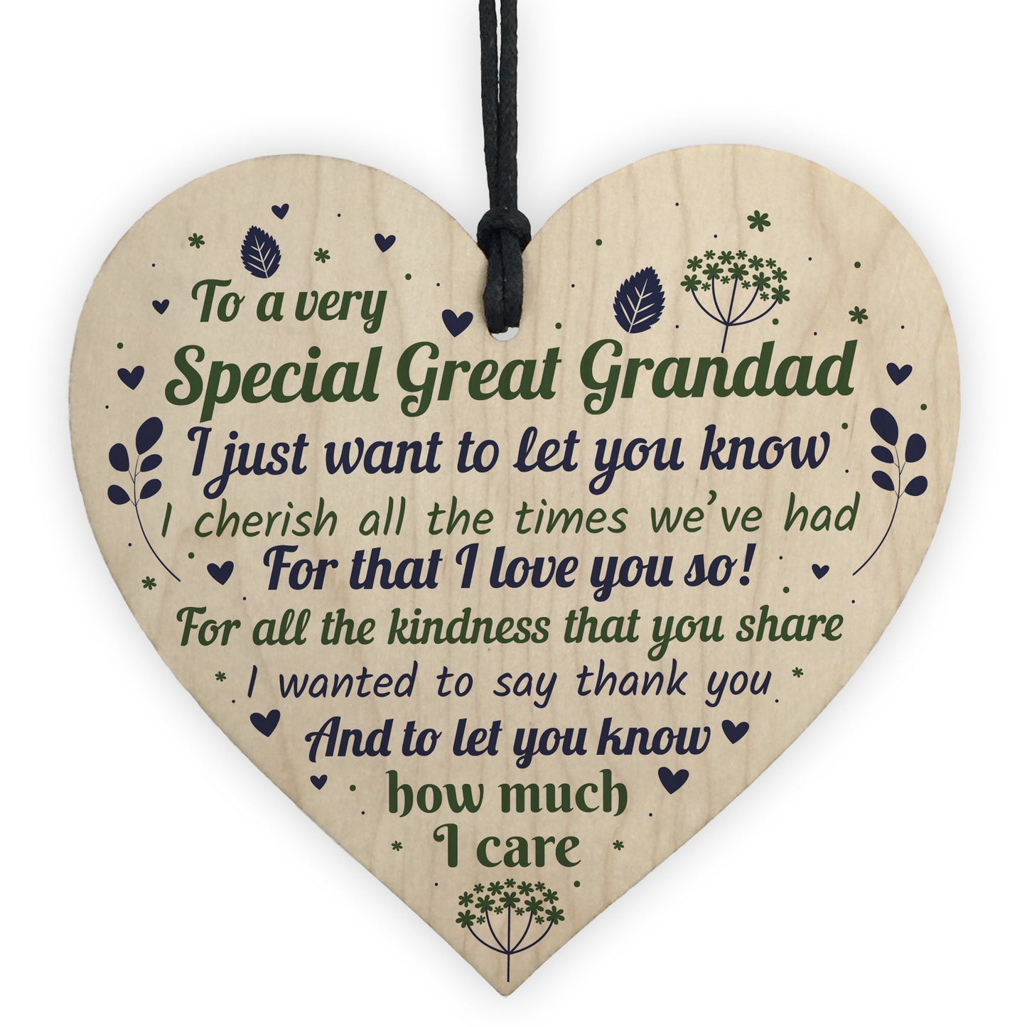 Great Grandad Grandfather Gift For Christmas Birthday Wood Heart