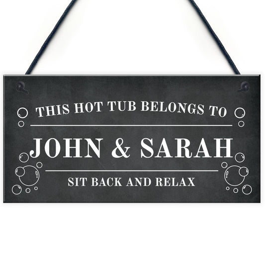 Hot Tub Personalised Hanging Garden Wall Sign Home Decor Signs