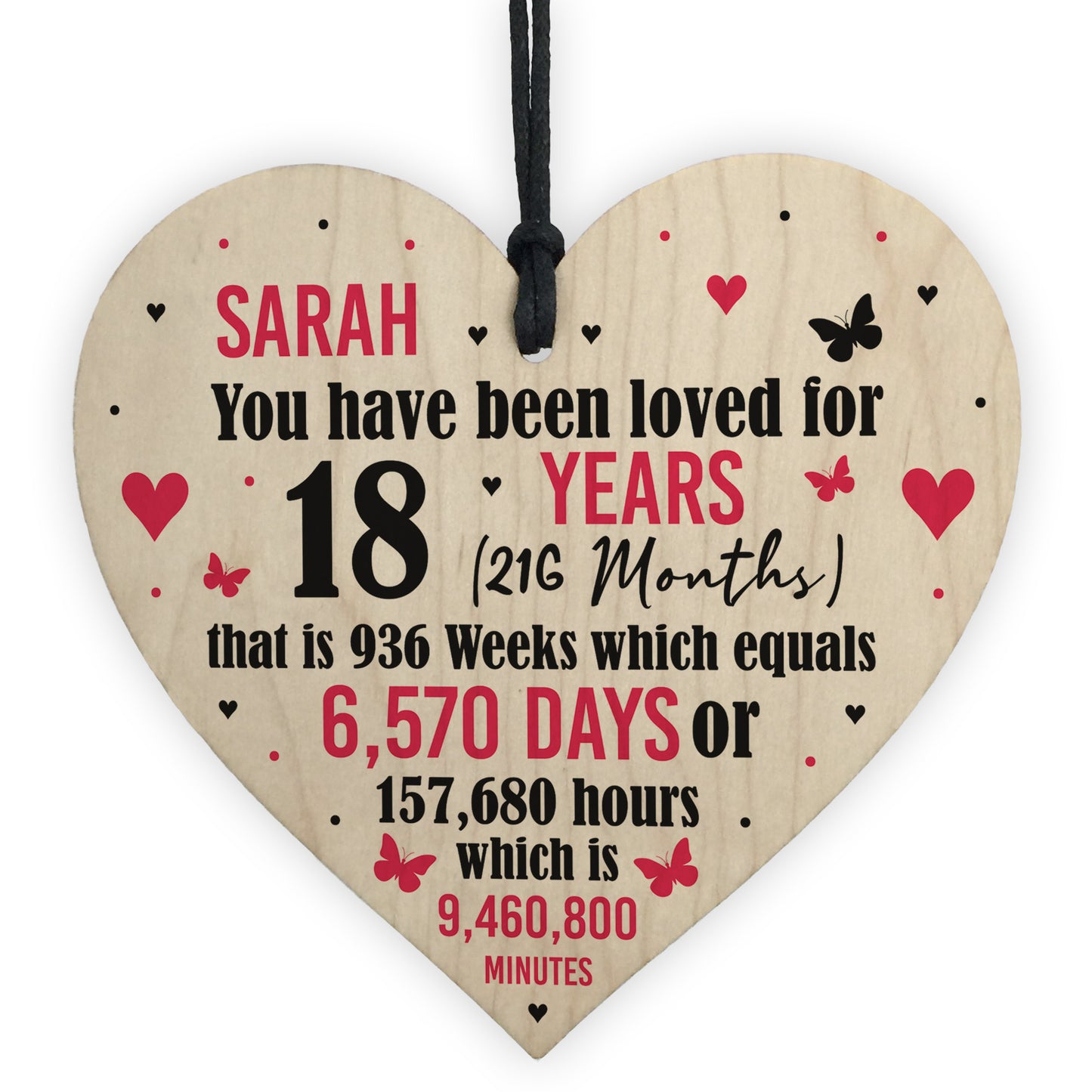 Personalised 18th Birthday Gift Wooden Heart Keepsake Funny Gift