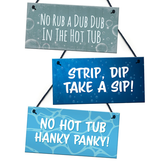 Hot Tub 3 Piece Sign Bundle Outdoor Garden Hot Tub Signs