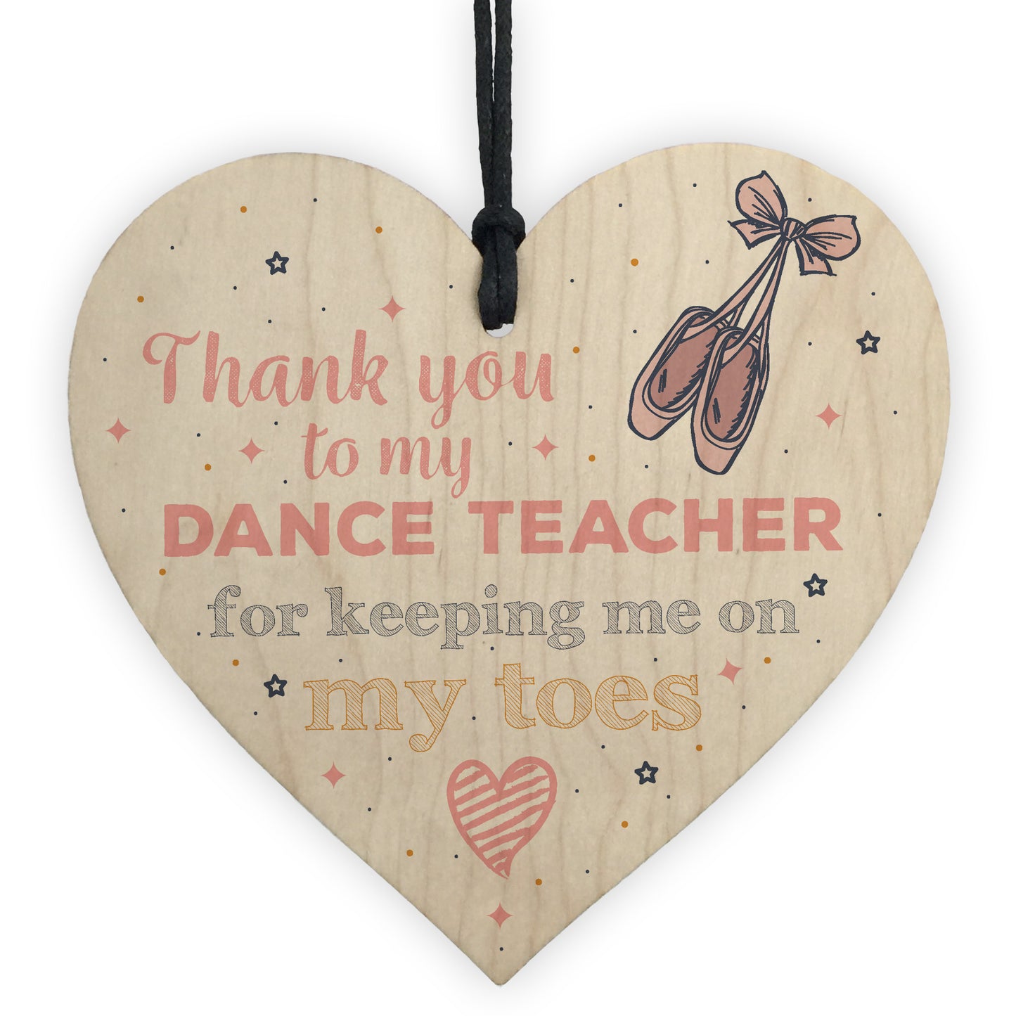 Handmade Dance Teacher Gift Ballerina Wood Heart Thank You